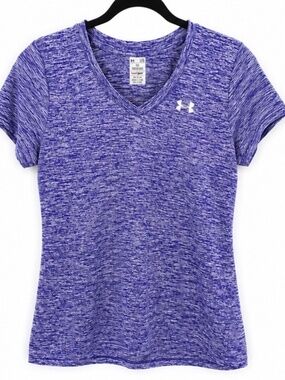 Under Armour HeatGear Women's Purple Heather V-Neck Athletic Performance Shirt S